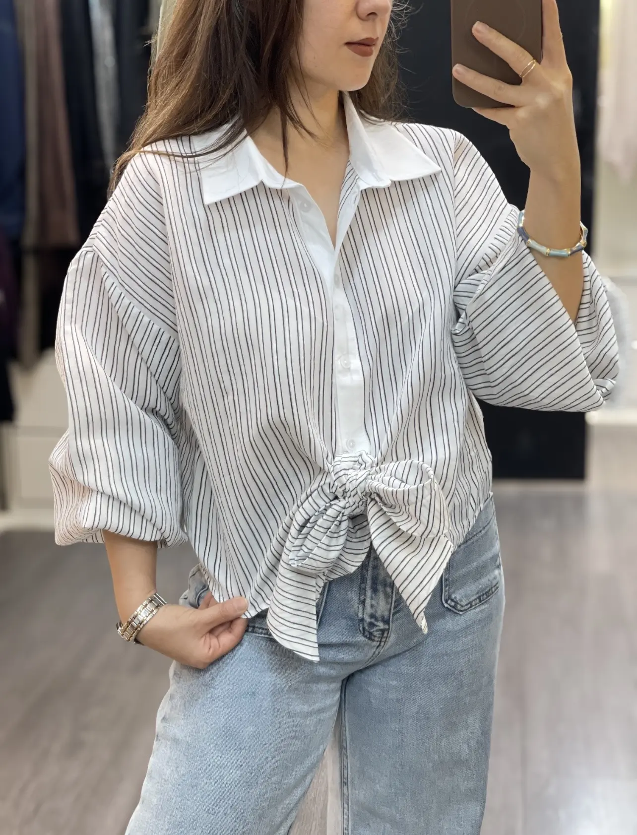 شومیز کلاسیک جلو گره ای ملانین